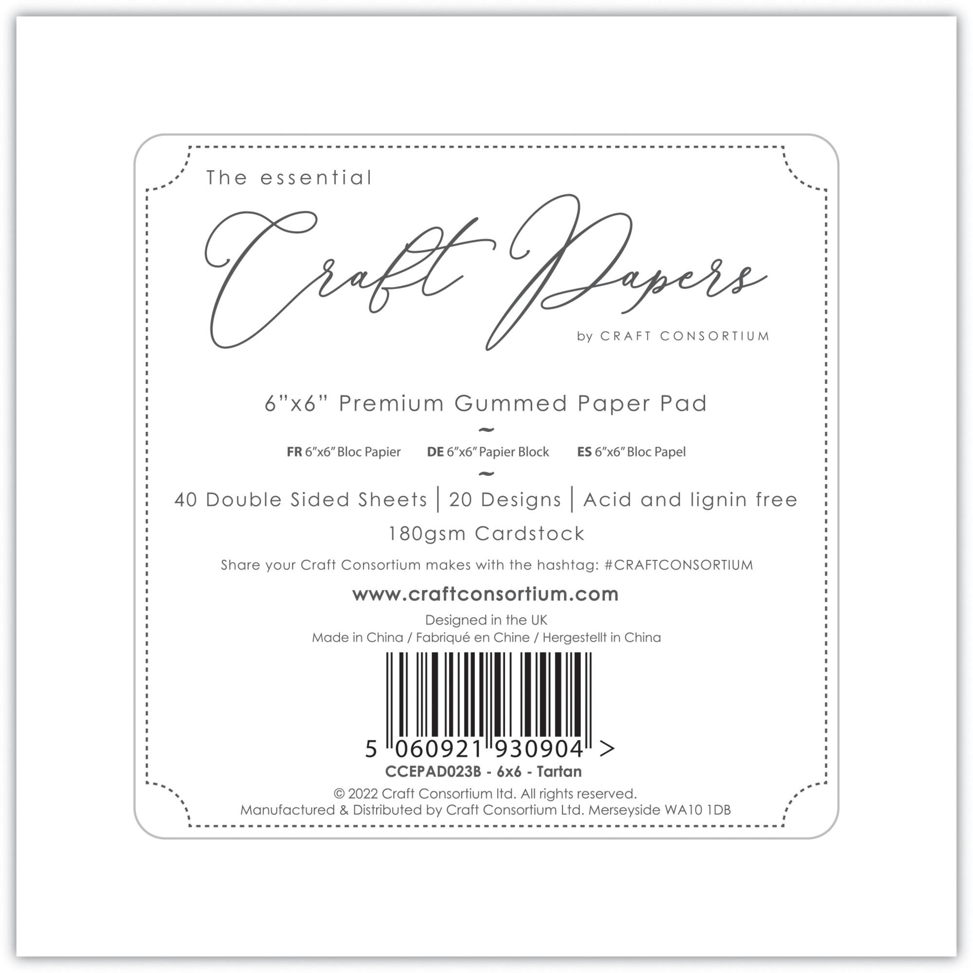 Craft Consortium Tartan Double-Sided Paper Pad, 6" x 6"